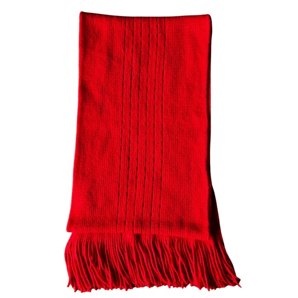ECHO SOFT Cherry Red Scarf with Fringe & Eyelets - Picture 2 of 7